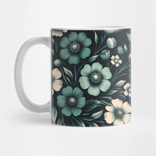 Teal Floral Illustration Mug